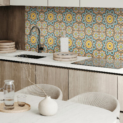 Rechteckige wandpaneel selbstklebend Mosaikmotiv mit floralen Akzenten