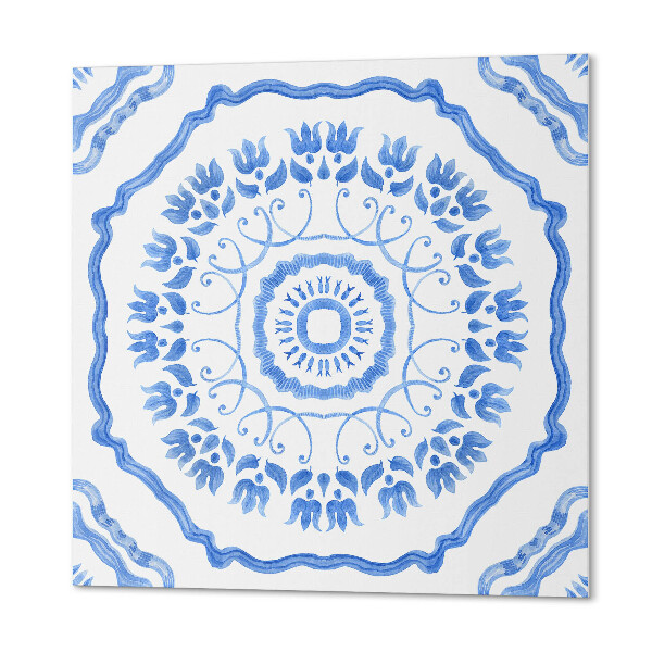 Quadratische wandpaneel selbstklebend Blumen in einem geometrischen Kreis
