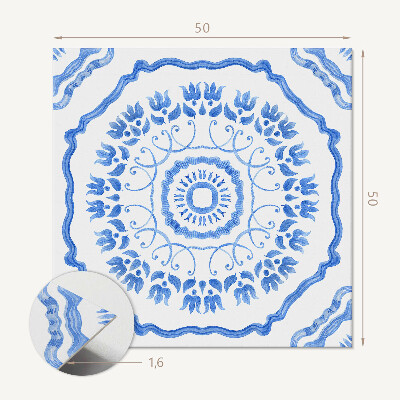 Quadratische wandpaneel selbstklebend Blumen in einem geometrischen Kreis