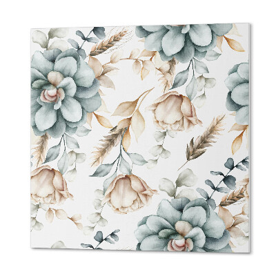 Quadratische wandpaneel selbstklebend Blumen- und Pflanzenmuster