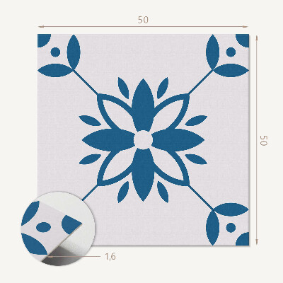 Quadratische wandpaneel selbstklebend Blumenmuster mit Blattakzenten