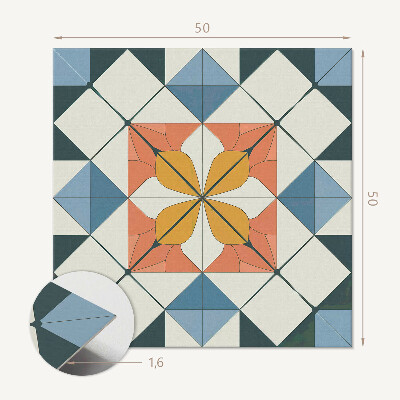 Quadratische wandpaneel selbstklebend Geometrie in floraler Version