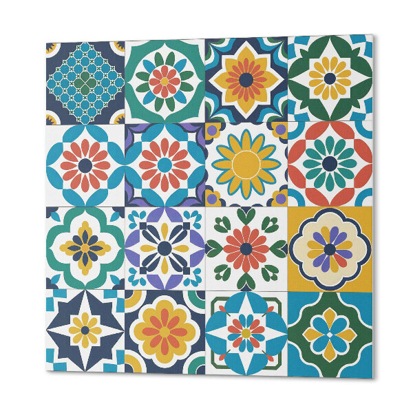 Quadratische wandpaneel Blumenmotive mit geometrischem Akzent