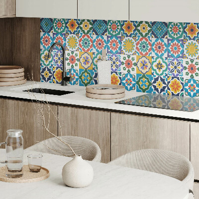 Quadratische wandpaneel Blumenmotive mit geometrischem Akzent