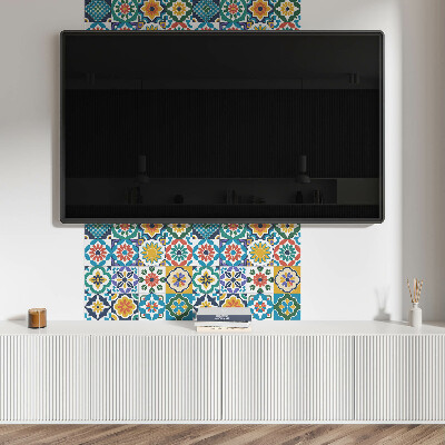Quadratische wandpaneel Blumenmotive mit geometrischem Akzent