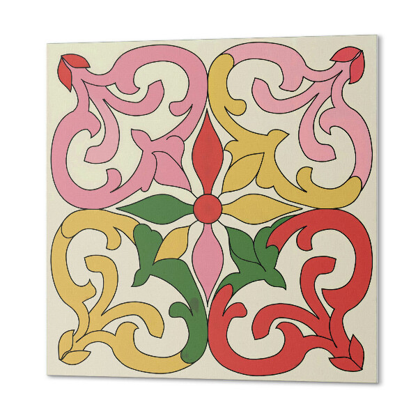 Quadratische wandpaneel Blumen umgeben von eleganten Ornamenten