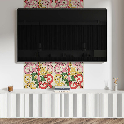 Quadratische wandpaneel Blumen umgeben von eleganten Ornamenten