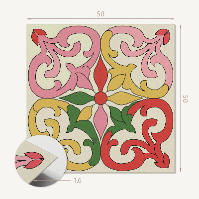 Quadratische wandpaneel Blumen umgeben von eleganten Ornamenten