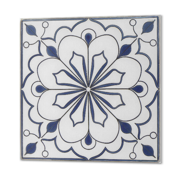 Quadratische wandpaneel selbstklebend Keramik-inspiriertes Blumenmuster