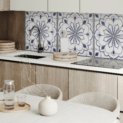 Quadratische wandpaneel selbstklebend Keramik-inspiriertes Blumenmuster