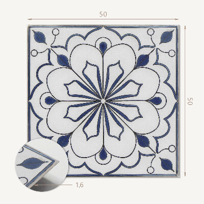 Quadratische wandpaneel selbstklebend Keramik-inspiriertes Blumenmuster