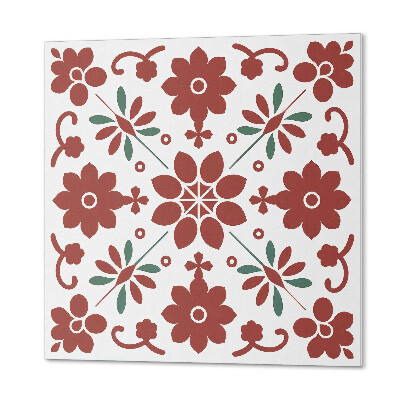 Quadratische wandpaneel selbstklebend Blumen umgeben von Blättern