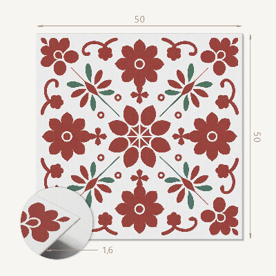 Quadratische wandpaneel selbstklebend Blumen umgeben von Blättern