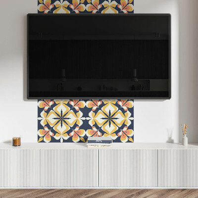 Quadratische wandpaneel Blumen in geometrischer Anordnung