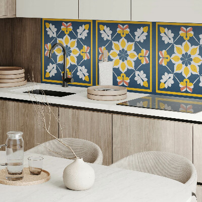 Quadratische wandpaneel selbstklebend Blumen in perfekter Symmetrie