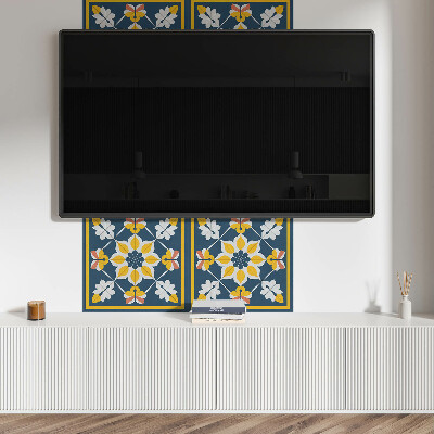 Quadratische wandpaneel selbstklebend Blumen in perfekter Symmetrie