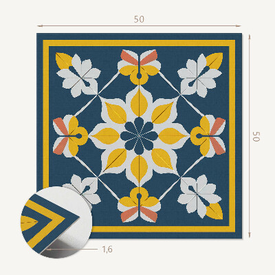 Quadratische wandpaneel selbstklebend Blumen in perfekter Symmetrie