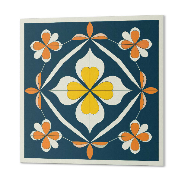 Quadratische wandpaneel selbstklebend Blumenharmonie in symmetrischer Ausführung
