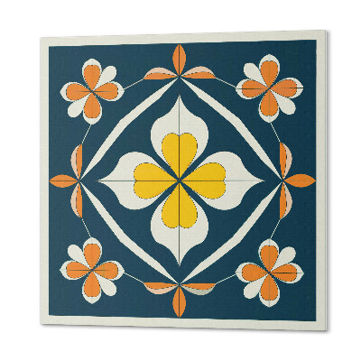 Quadratische wandpaneel selbstklebend Blumenharmonie in symmetrischer Ausführung