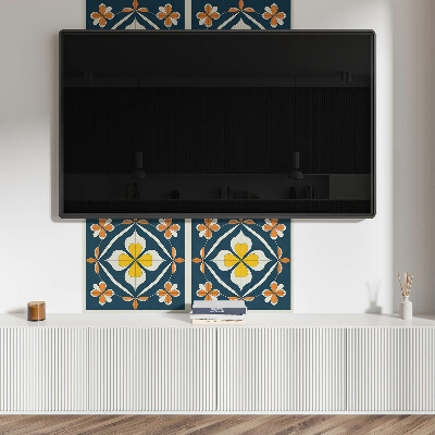 Quadratische wandpaneel selbstklebend Blumenharmonie in symmetrischer Ausführung