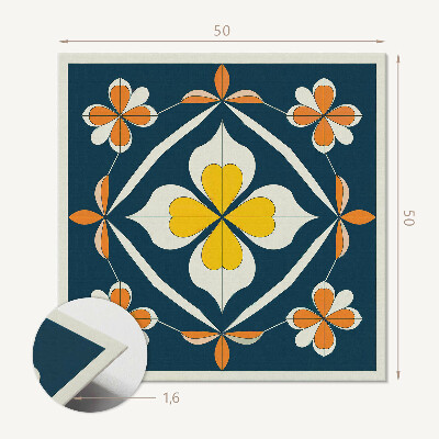 Quadratische wandpaneel selbstklebend Blumenharmonie in symmetrischer Ausführung
