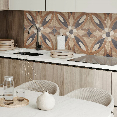 Quadratische wandpaneel selbstklebend Blumenmotiv mit Holzelementen