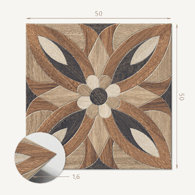 Quadratische wandpaneel selbstklebend Blumenmotiv mit Holzelementen