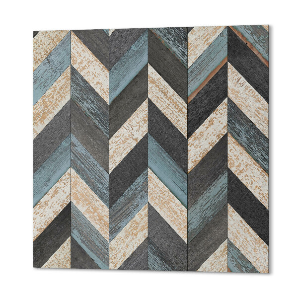 Quadratische wandpaneel Geometrische Zickzackmuster mit einem Hauch von Holz
