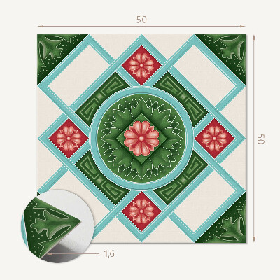 Quadratische wandpaneel selbstklebend Blumen in einem Rautennetz