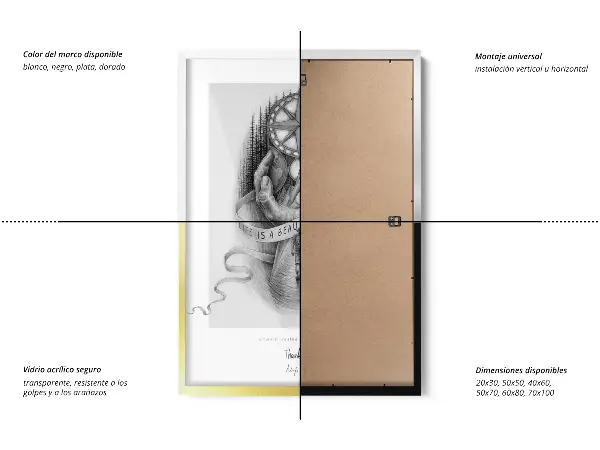 Gold foto Rahmen mit schlichtem Design 70x100