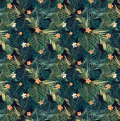 Rollo fenster Tropische Blätter und Blumen