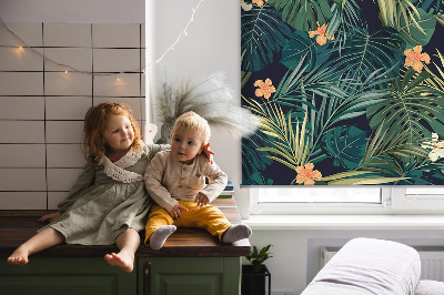 Rollo fenster Tropische Blätter und Blumen