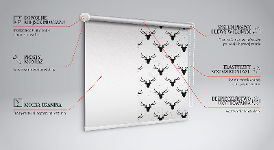Fensterrollo innen Schwarze Hirschköpfe