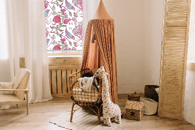 Fensterrollo innen Bunte Vögel zwischen Blumen