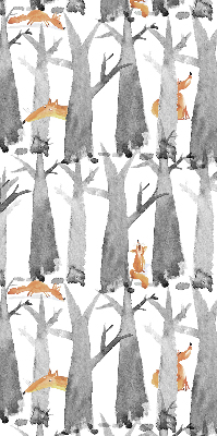 Rollo Graue Bäume rote Füchse