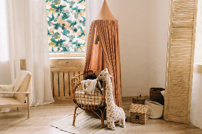 Fensterrollo Vögel und bunte Flecken