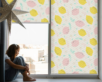 Fensterrollo innen Rosa und gelbe Zitronen