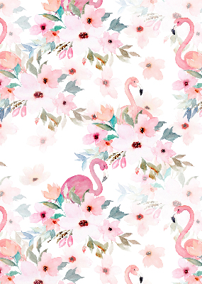 Rollo Flamingos zwischen Blumen