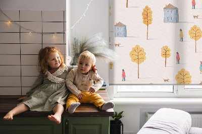 Rollo fenster Häuser zwischen den Bäumen