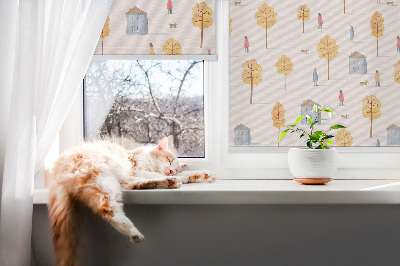 Rollo fenster Häuser zwischen den Bäumen