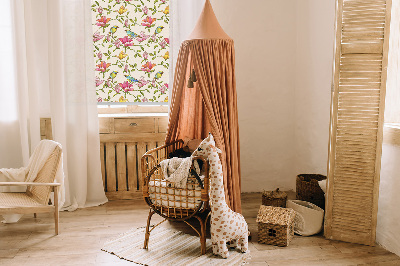 Rollo fenster Vögel auf Blumen