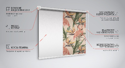 Fenster rollo innen Flamingos und Blumen