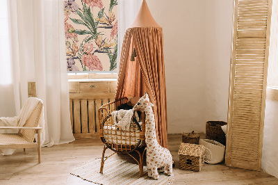 Fenster rollo innen Flamingos und Blumen