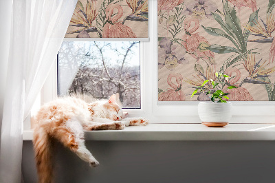 Fenster rollo innen Flamingos und Blumen