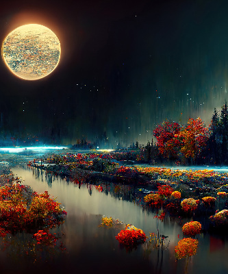 Rollo Fluss im Mondlicht
