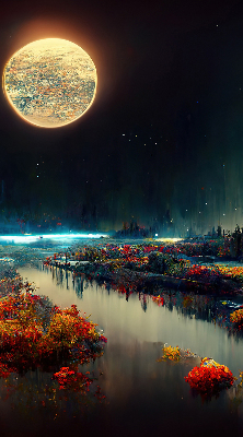 Rollo Fluss im Mondlicht