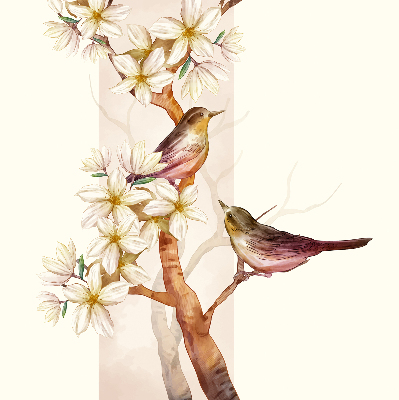 Rollo Vögel auf einem Baum mit Blumen