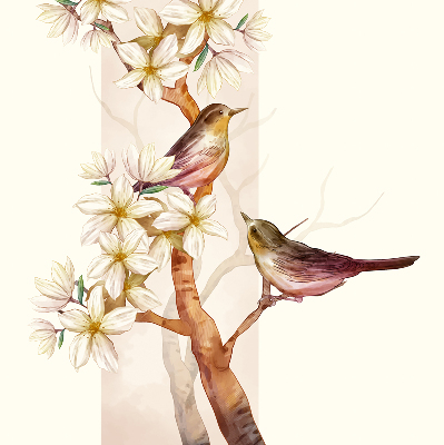 Rollo Vögel auf einem Baum mit Blumen