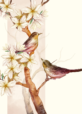 Rollo Vögel auf einem Baum mit Blumen