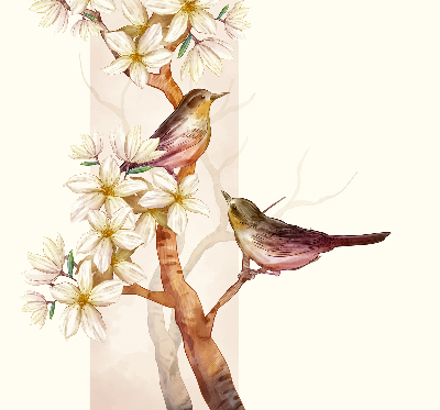 Rollo Vögel auf einem Baum mit Blumen